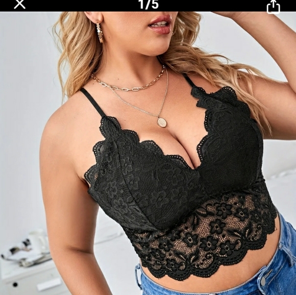 Black lace bralette plus size 2x 3x 4x available - Picture 2 of 6